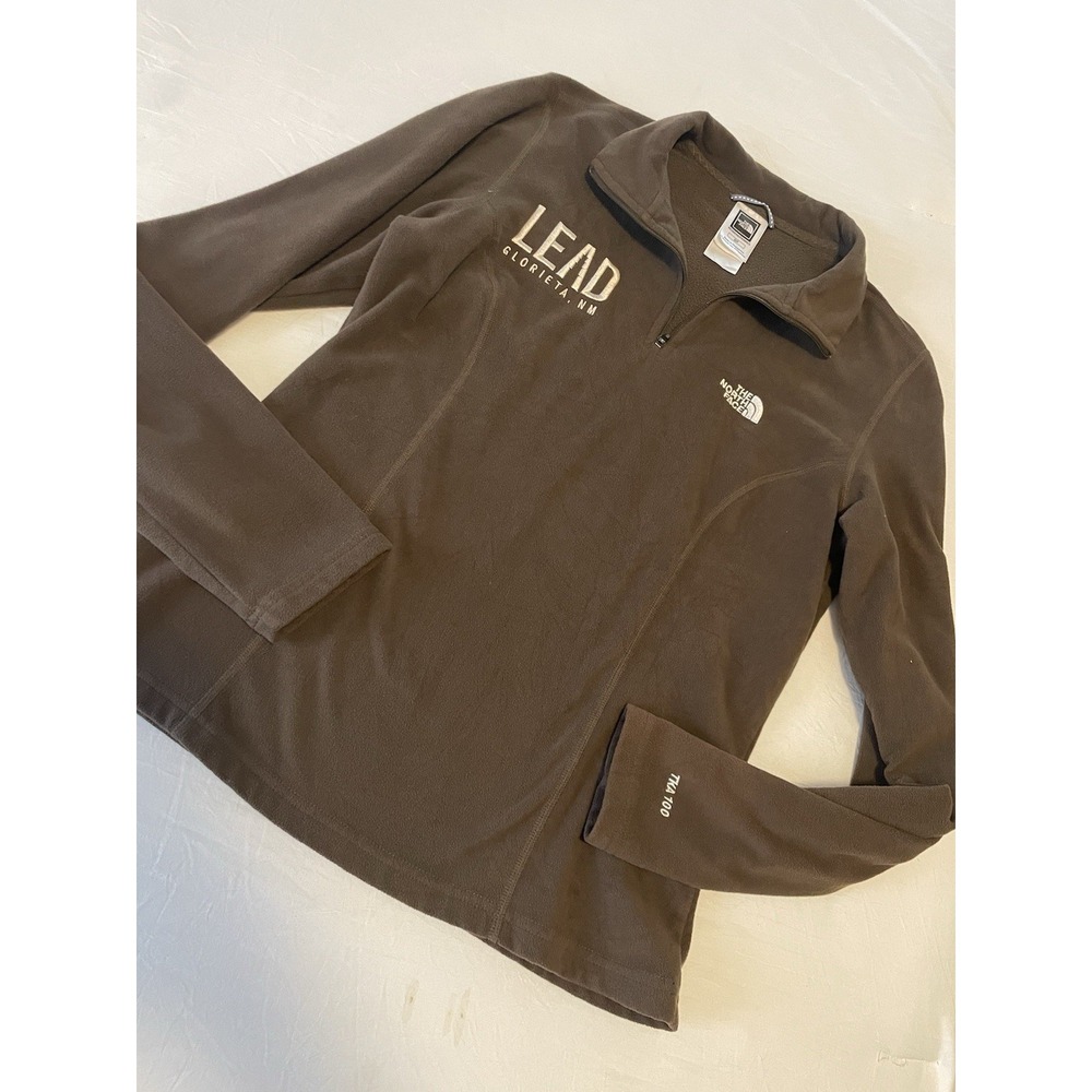 The North Face Jacket Womens Small S Brown 1/4 Zip Pullover Sweater TKA 100 Logo